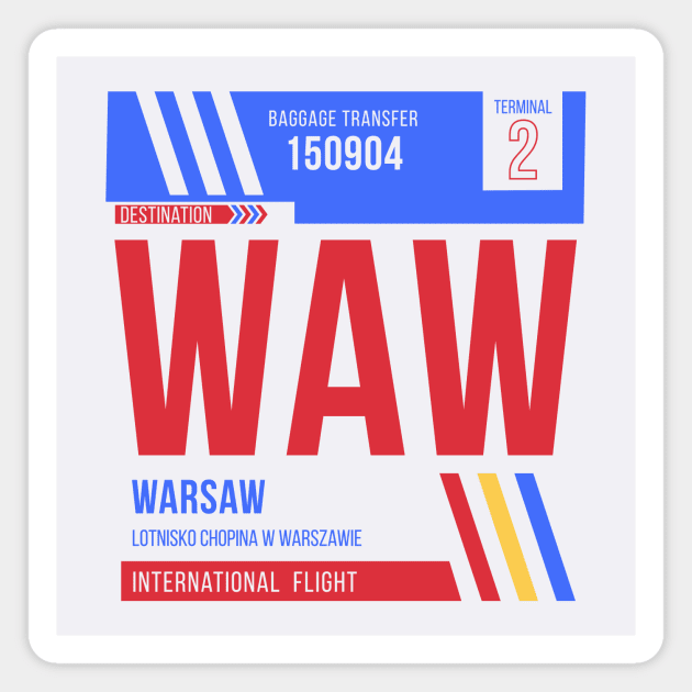 Warsaw (WAW) Airport Code Baggage Tag Magnet by SLAG_Creative